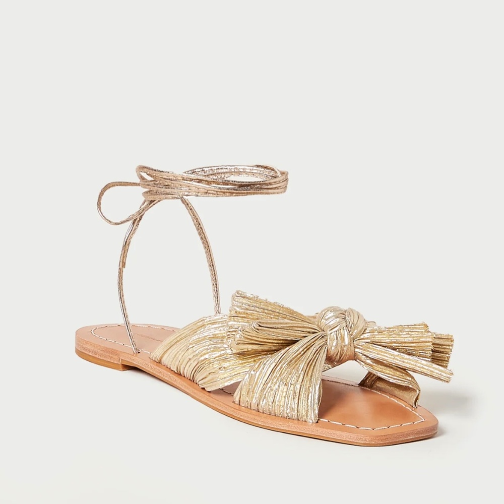 Loeffler Randall Peony Gold Pleated Bow Slide